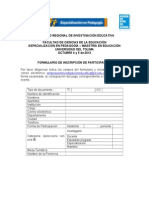 Formulario de Inscripcion Para Participar Del i Simposio de Investigacion Educativa