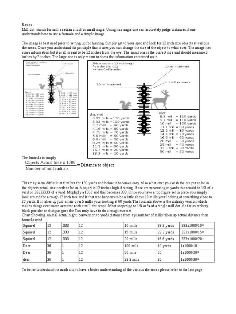 Mill Dot Distance Calculation Guide | PDF | Geometric Measurement ...