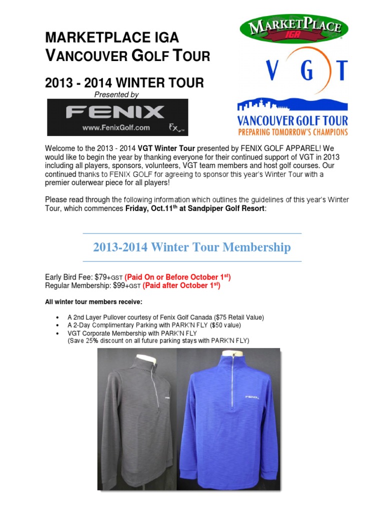 2013-2014 VGT Winter Tour Information | PDF | Sports | Leisure