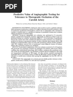 Predictive Value of Angiographic Testing For Tolerance To Therapeutic Occlusion of The Carotid Artery