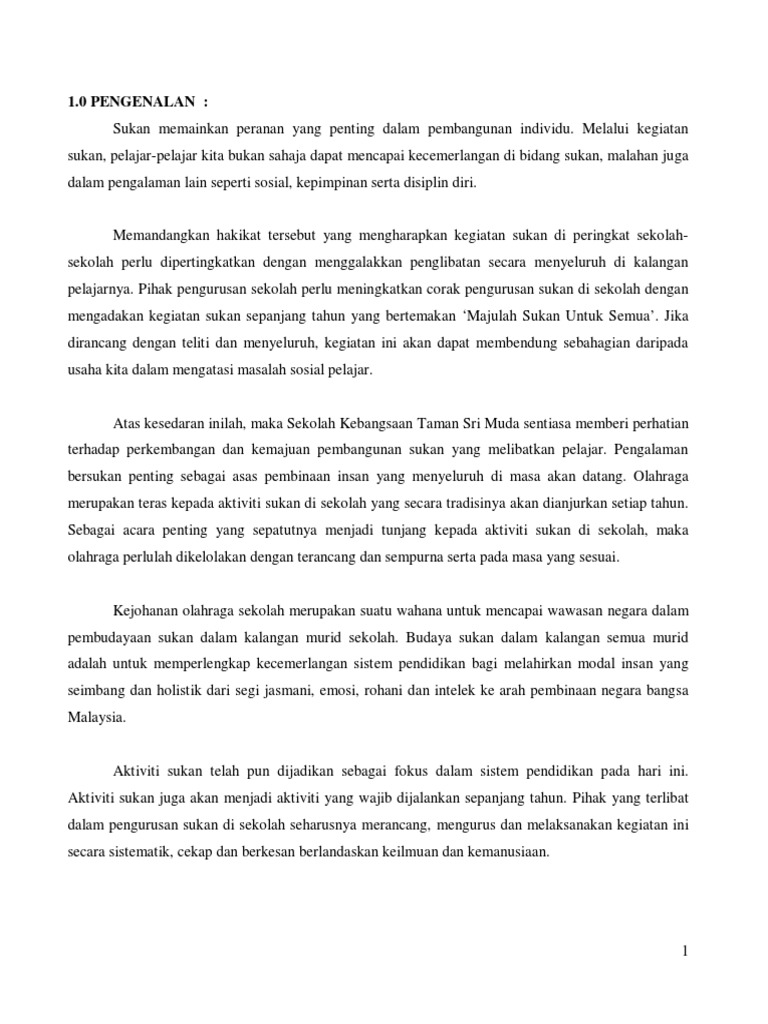 Kertas Kerja Kejohanan Sukan Tahunan Kertas Kerja Kejohanan Sukan Tahunan