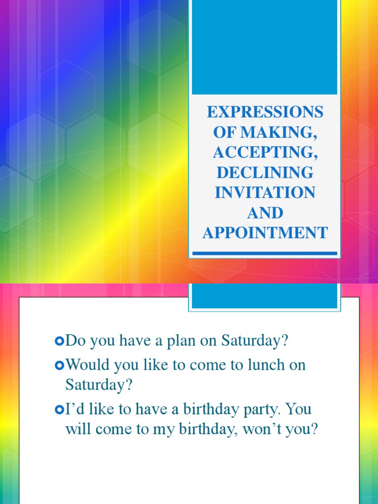 Expressions of Making, Accepting, Declining Invitation