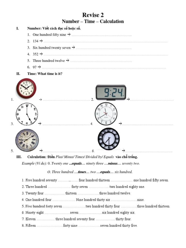 Number and Time Revision Exercises | PDF | Finance & Money Management ...