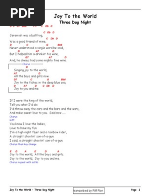 Joy To The World Three Dog Night Musical Compositions Music Theory