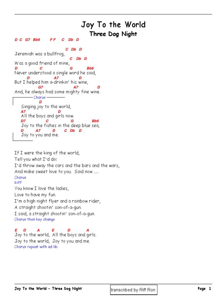 Joy to the World Chords