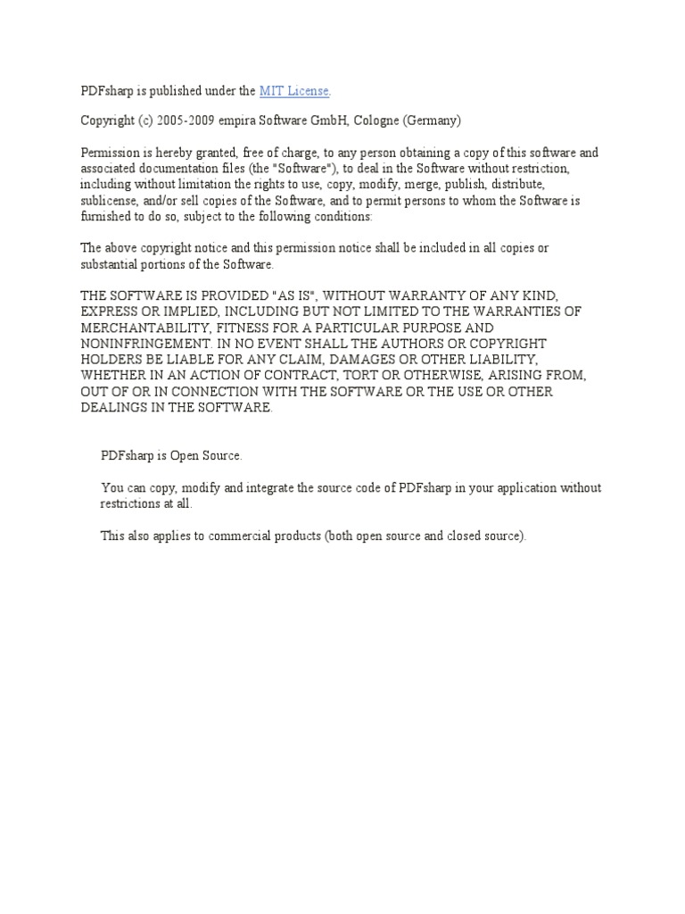 PDFsharp MIT License Overview | PDF