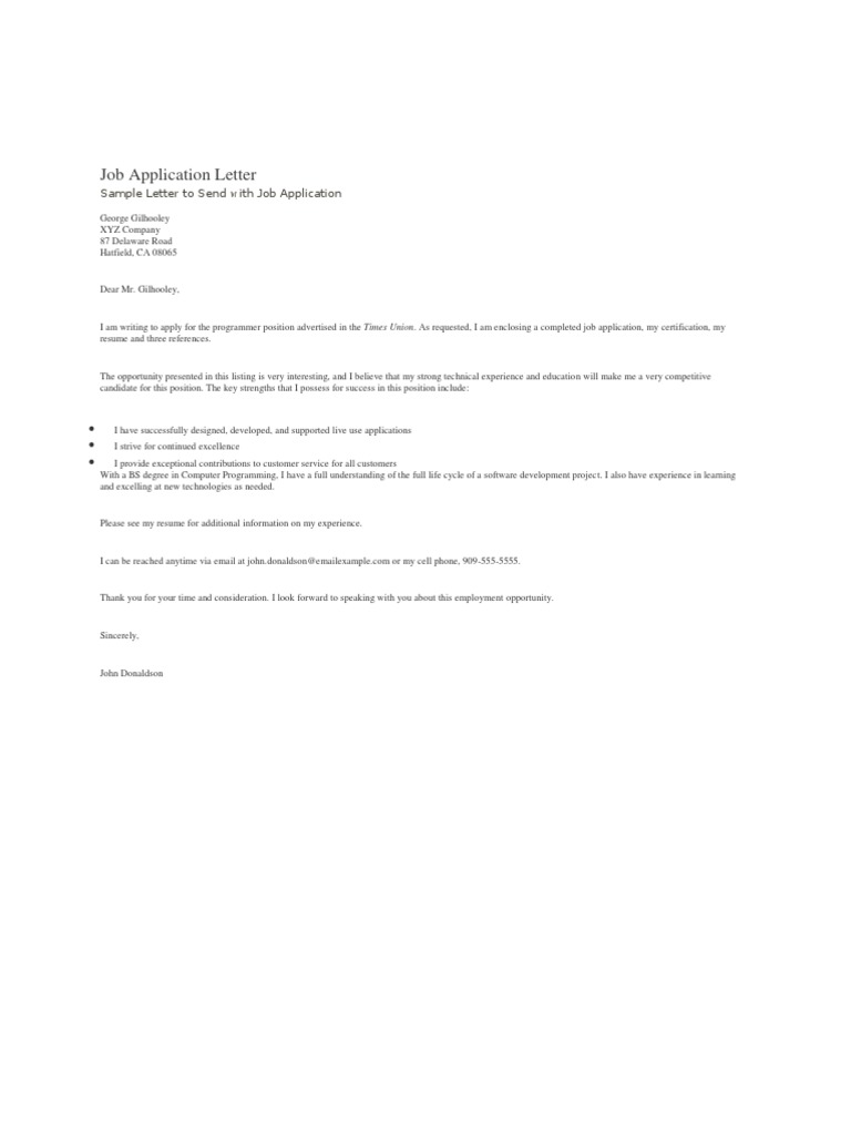 Job Application Letter