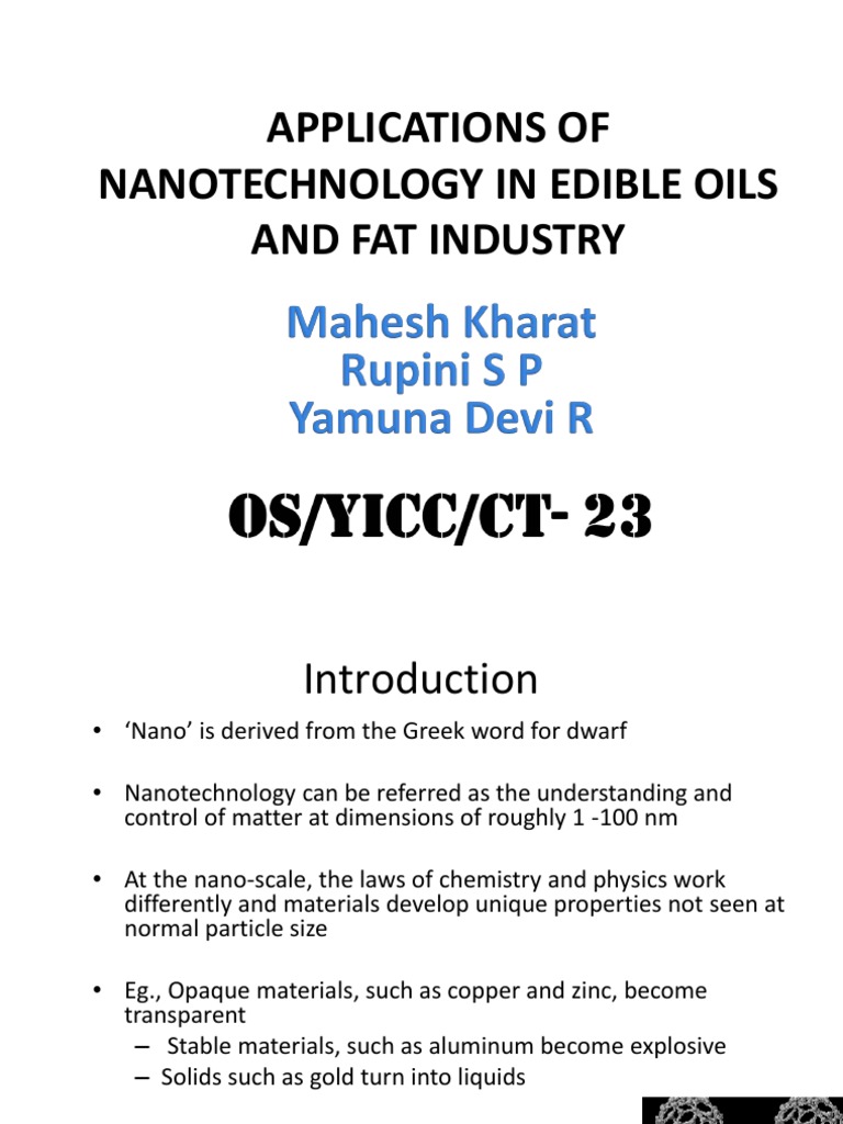 Applications of Nanotechnology in Edible Oils and Fat PDF Emulsion