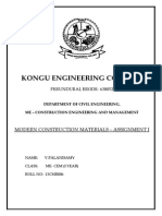 Kongu Engineering College,: Modern Construction Materials - Assignment I