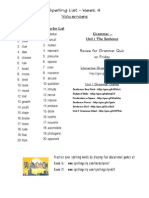 Spelling List - Week 4 Volcanoes: Interactive Grammar Glossary Unit 1 Grammar Games