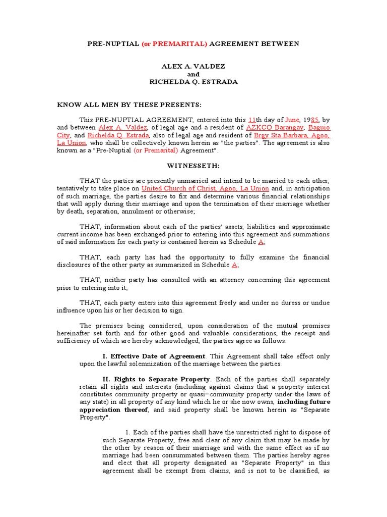 Prenuptial Agreement Community Property Alimony