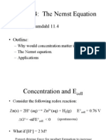 Lecture 14: The Nernst Equation: - Reading: Zumdahl 11.4 - Outline