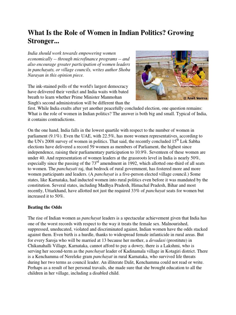 Role of Women in Indian Politics | PDF | Politics Of India | Microfinance