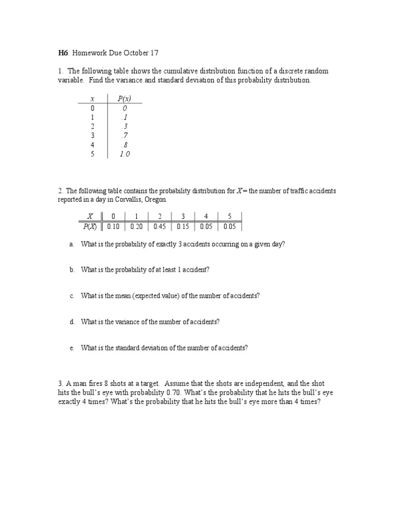 H6: Homework Due October 17 | PDF | Teaching Methods & Materials