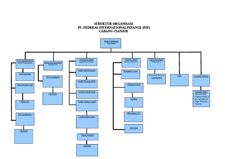 Struktur Organisasi Pt. Federal International Finance (Fif) Cabang ...