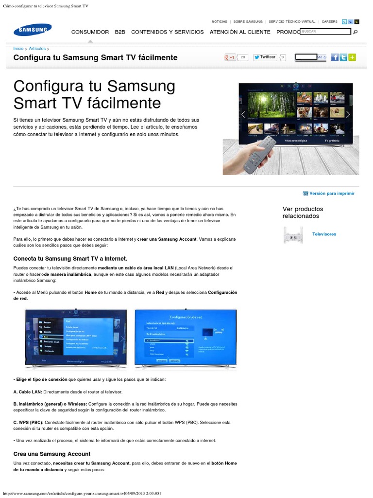 Configurar TV Samsung Smart TV PDF Contraseña Televisión