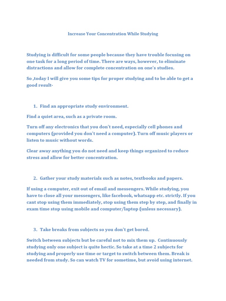 Boost Study Concentration Tips | PDF