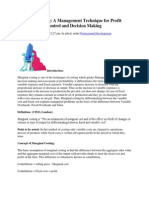 Marginal Costing: A Management Technique For Profit Planning, Cost Control and Decision Making