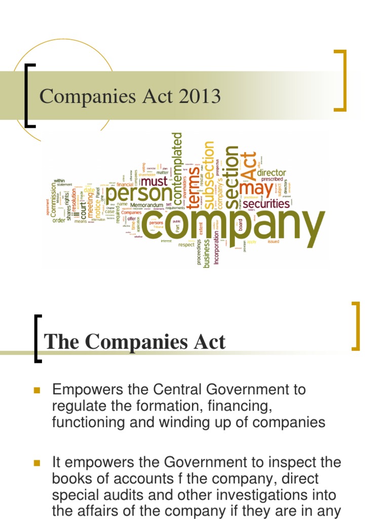 Companies Act 2013 India Government Of India Corporate Law