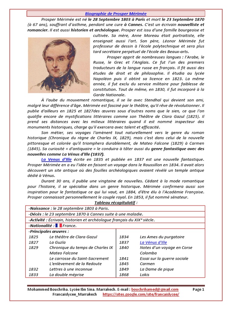 Biographie Merimee PDF Prosper Mérimée