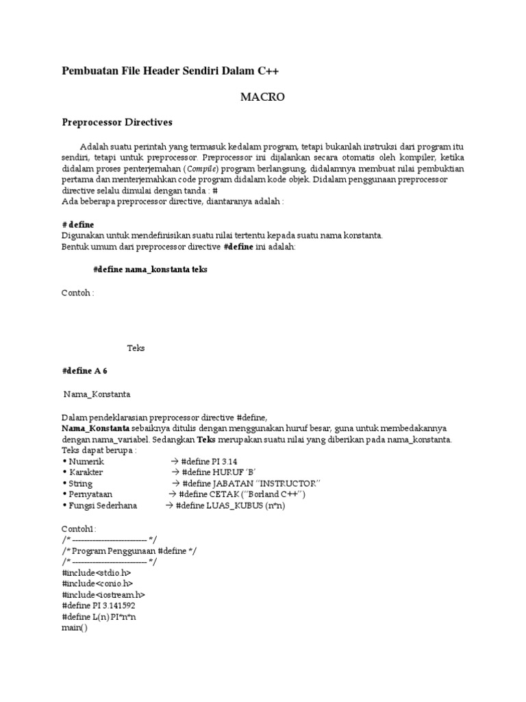 Pembuatan File Header C++ dan Macro | PDF