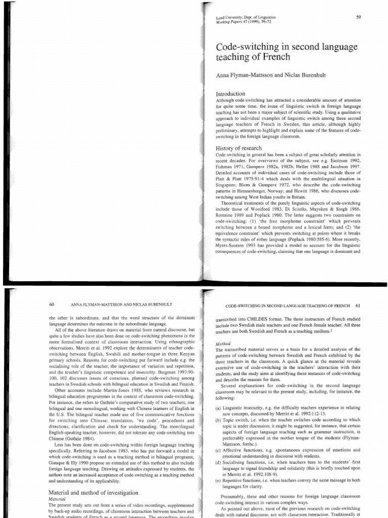 Code Switching | PDF | Multilingualism | Language Education