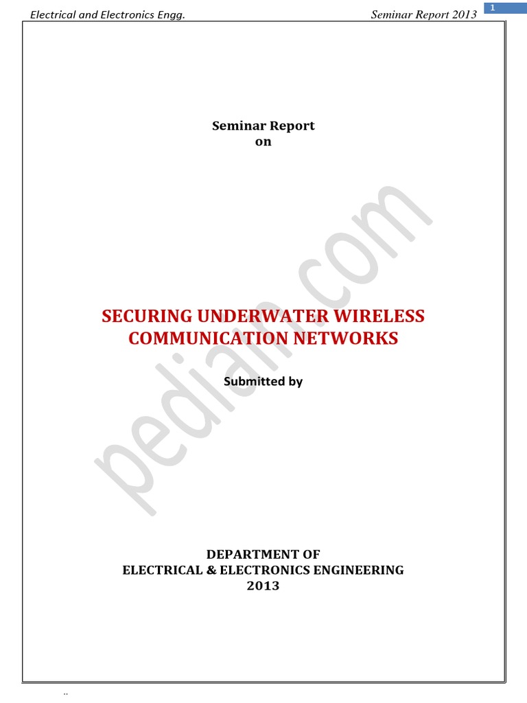 Underwater Wireless Communication Networks Seminar | PDF | Routing ...