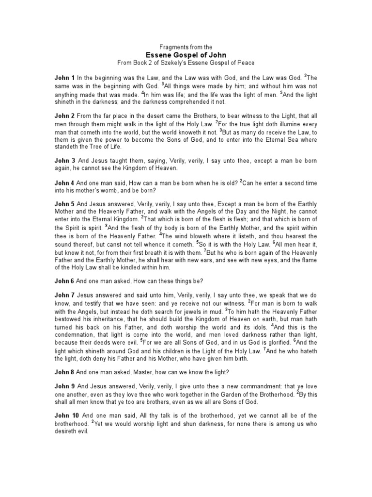 Essene Gospel of Peace Book 2 Excerpts PDF God The
