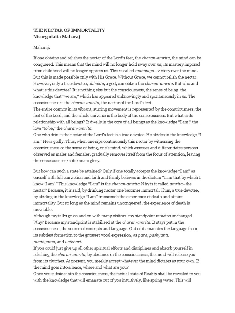 The Nectar Of Immortality Pdf Consciousness Mind