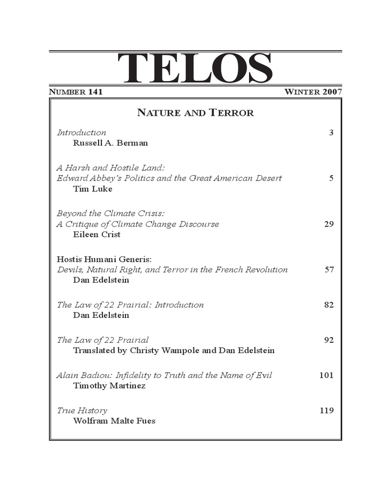 Nature and Terror: Essays on Politics | PDF | Environmentalism | Aesthetics