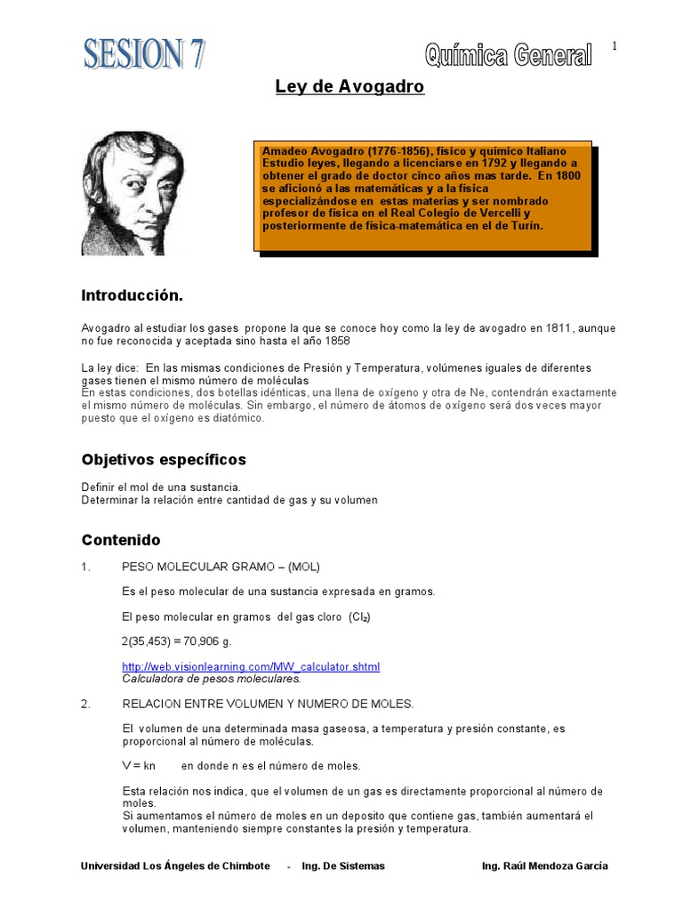 Ley de Avogadro y Comportamiento de Gases | PDF | Ciencia y matemáticas
