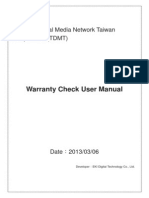 Warranty Check User Manual: Toshiba Digital Media Network Taiwan Corporation (TDMT)