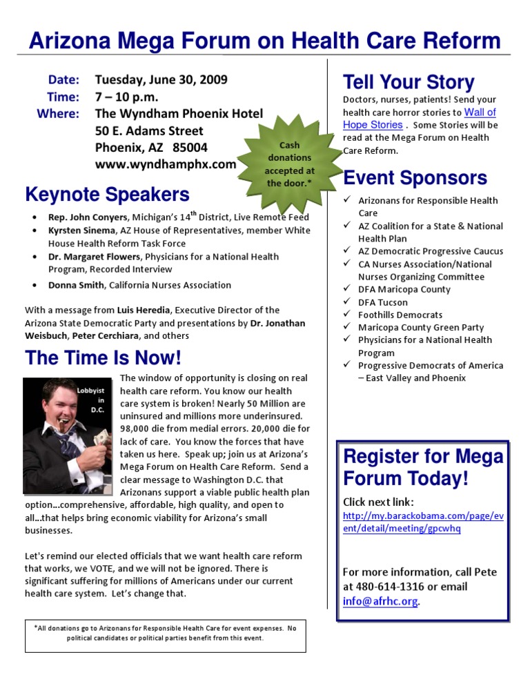 Arizona Mega Forum on Health Reform | PDF | Health Insurance Coverage ...