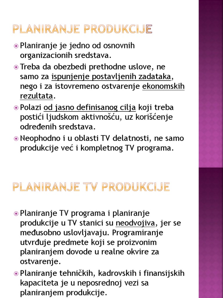 Planiranje I Priprema TV Produkcije | PDF