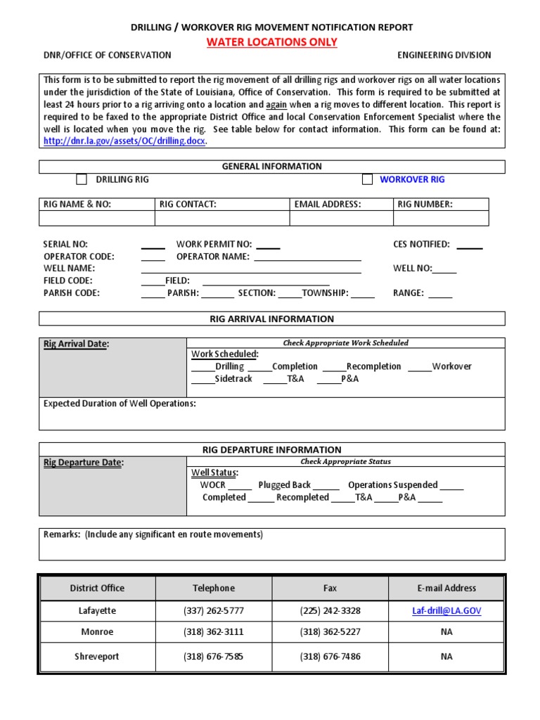 Louisiana Rig Movement Report | PDF | Law