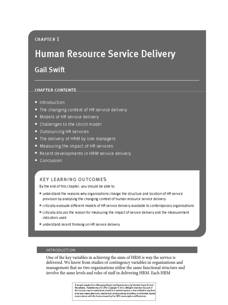 HR Service Delivery Models Explained | PDF | Outsourcing | Human ...