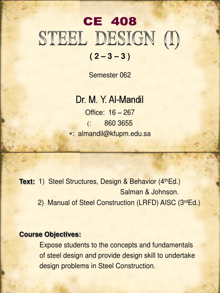 CE 408: Steel Design Fundamentals | PDF