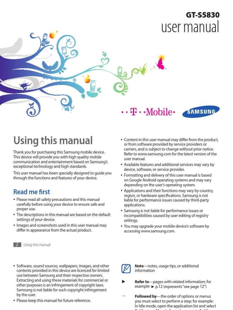 Samsung Galaxy Ace GT-S5830 Manual, English (T-Mobile) | Subscriber  Identity Module | Gmail