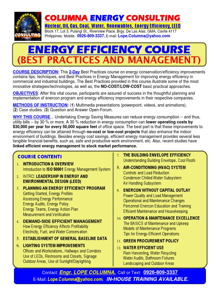 Energy Efficiency Management Course Pdf Energy Management