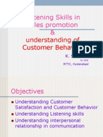 Listening Skills in Sales Promotion &: Understanding of Customer Behavior