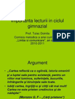 Importanta Lecturii in Ciclul Gimnazial