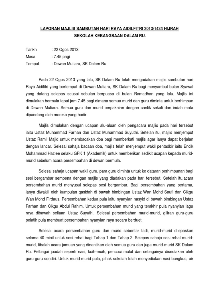 Laporan Majlis Sambutan Hari Raya
