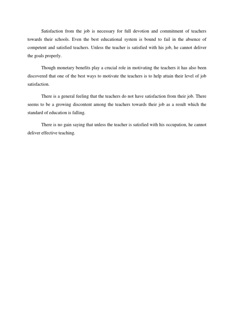 Importance of Teacher Job Satisfaction | PDF | Behavioural Sciences ...