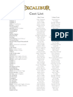 Excalibur Cast List