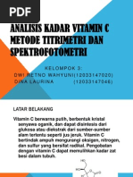 Download Analisis Kadar Vitamin c Metode Titrimetri Dan Spektrofotometrippt by RereNaYun SN168525027 doc pdf