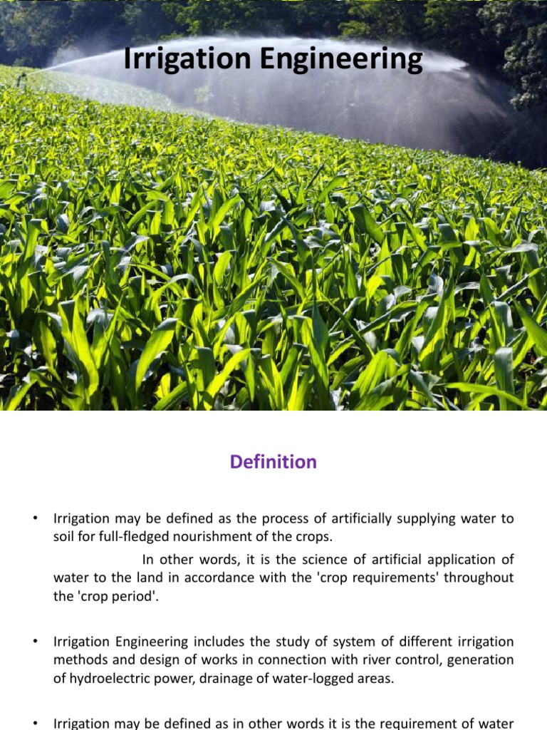 Chapter 1 Irrigation Engineering Irrigation Soil