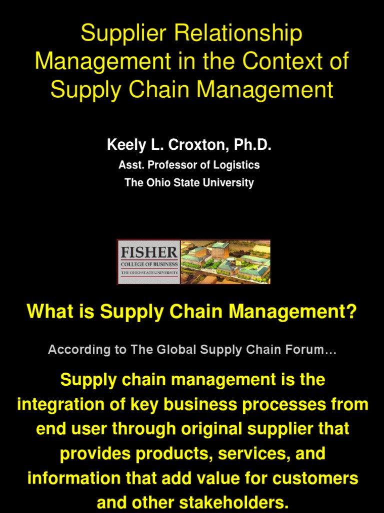Supplier Relationship Management in The Context of Supply Chain ...
