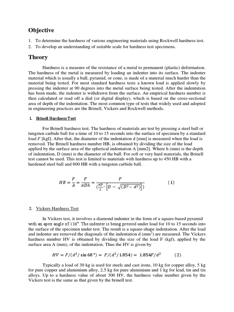 Hardness Test Lab Report.pdf Hardness Materials Science