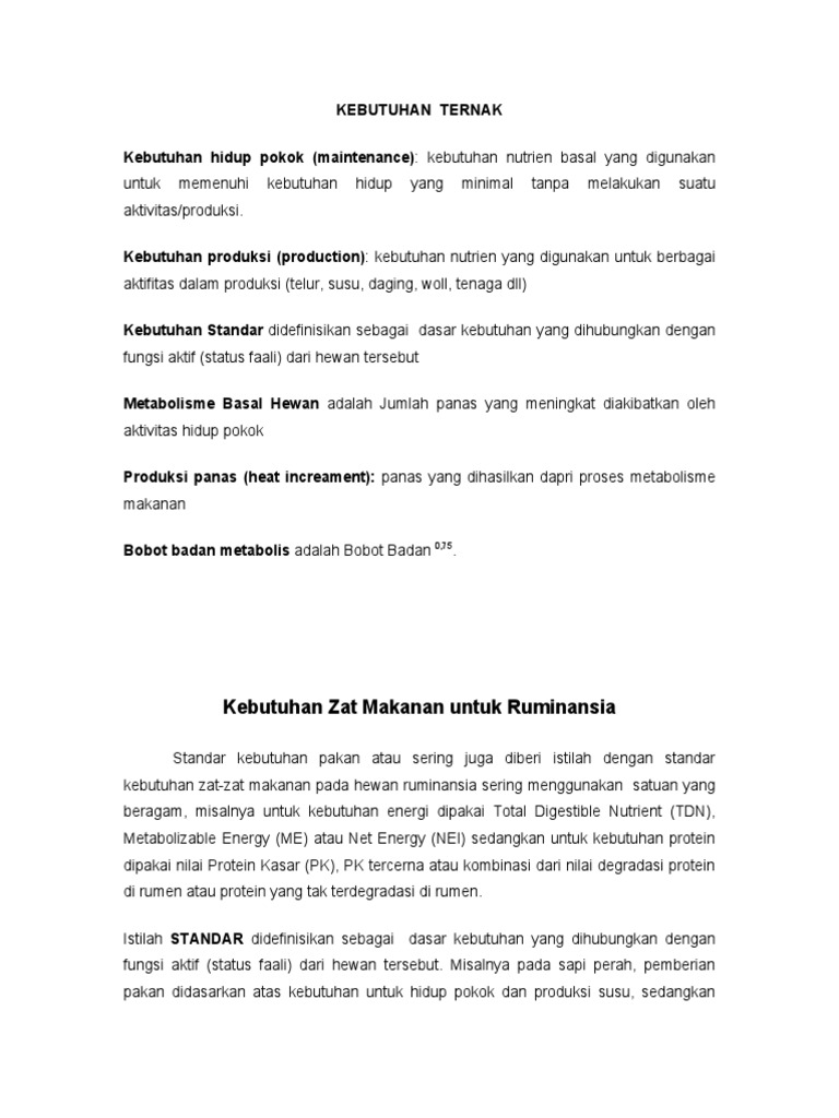 Kebutuhan Pakan Ternak Doc
