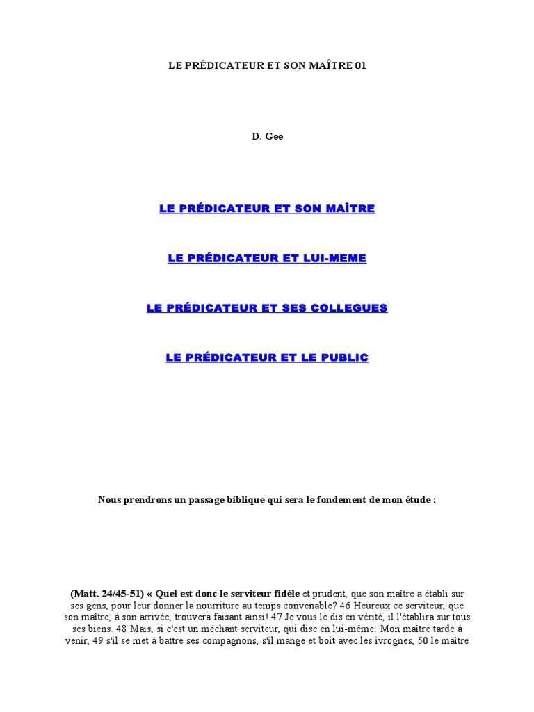 Le Prédicateur et son Appel | PDF | Saint-Esprit | Dieu